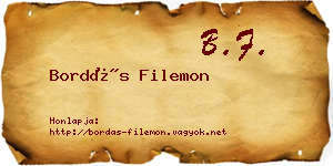 Bordás Filemon névjegykártya